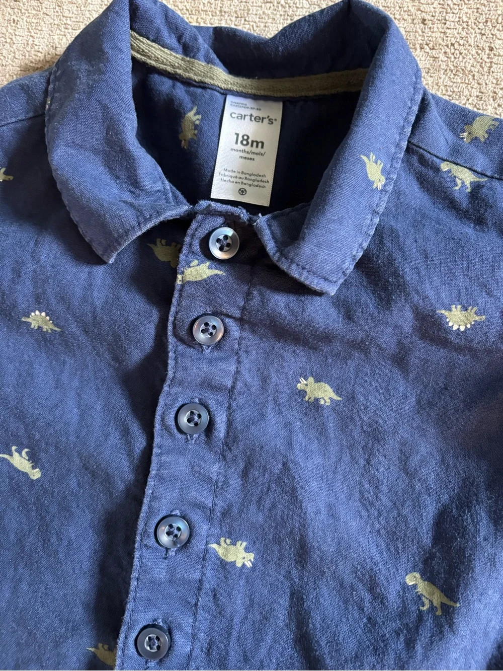 Carter's Navy Short-Sleeve Dino Romper